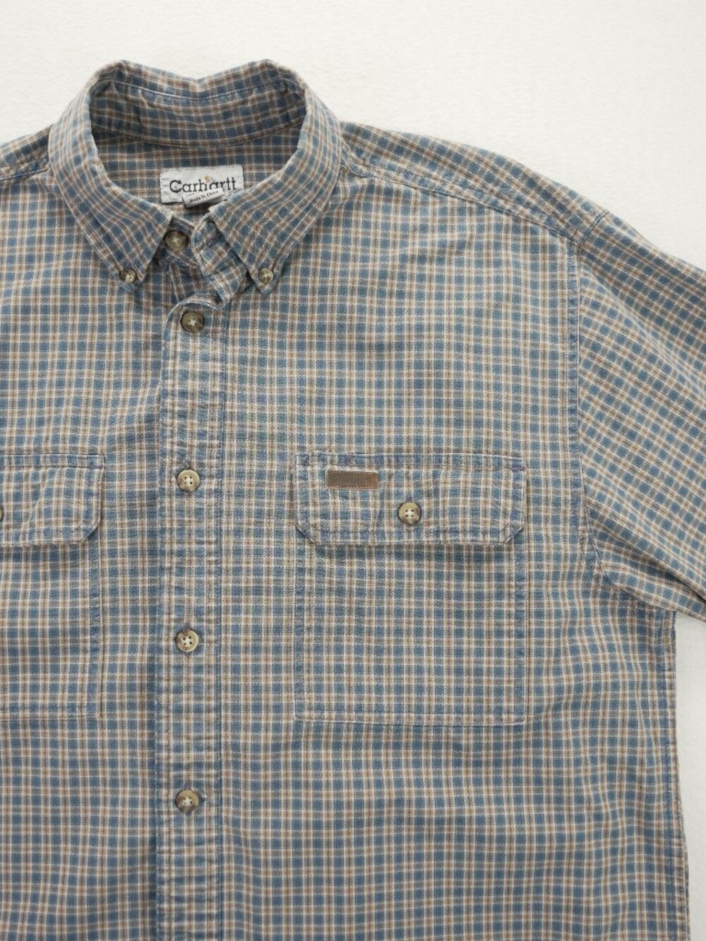 Vintage Carhartt Button Down Shirt Mens Medium Plaid Long Sleeve Gorpcore Y2k